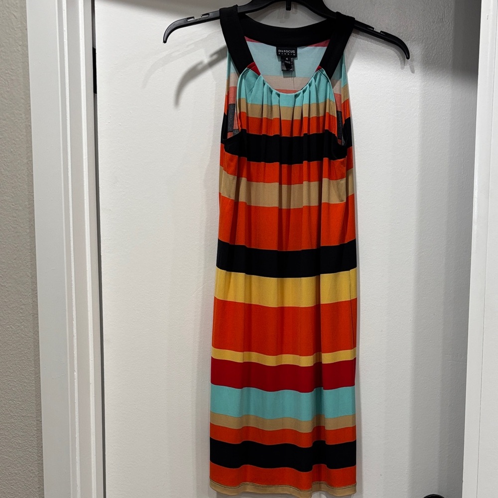 Multicolor Striped Midi Dress